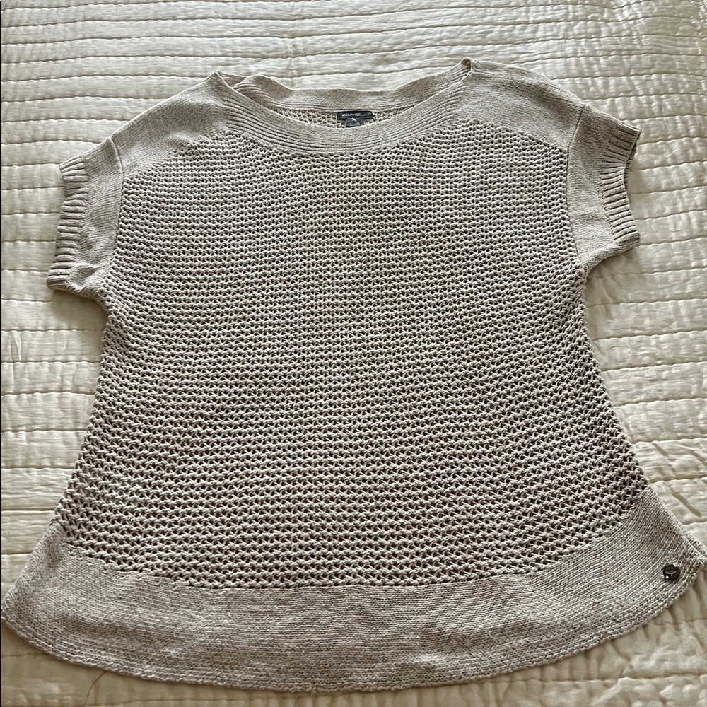 Eddie Bauer Women's Beige Short Sleeve Knit Top